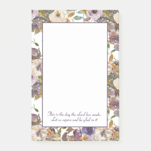 Lila Creme Elfenbein Blumen Bibelvers Post-it Klebezettel