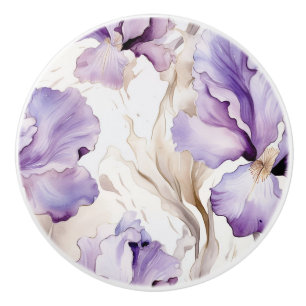 Lila Creme-Iris-Blume Keramikknauf