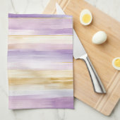 Lila Creme Iris Streifen Geschirrtuch (Viertel Falte)