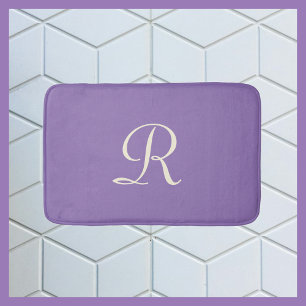 Lila & Creme Mit Monogramm Plush Bath Mat Badematte