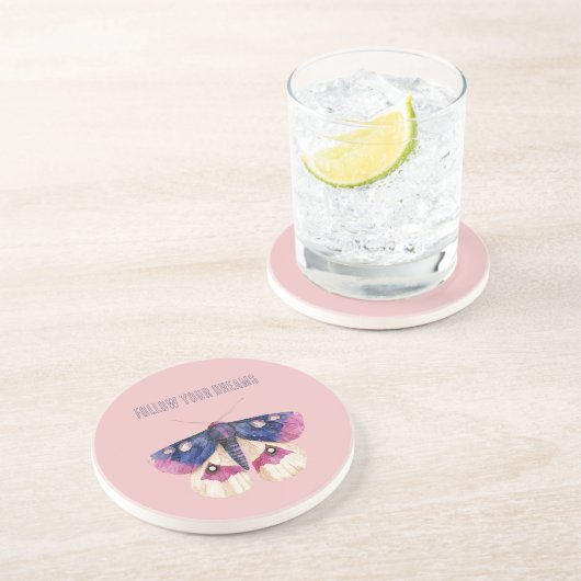 Lila Creme Rosa Schmetterling Getränkeuntersetzer (Seite)