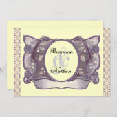 Lila & creme Verziert Vintage Hochzeit Einladung (Vorne/Hinten)