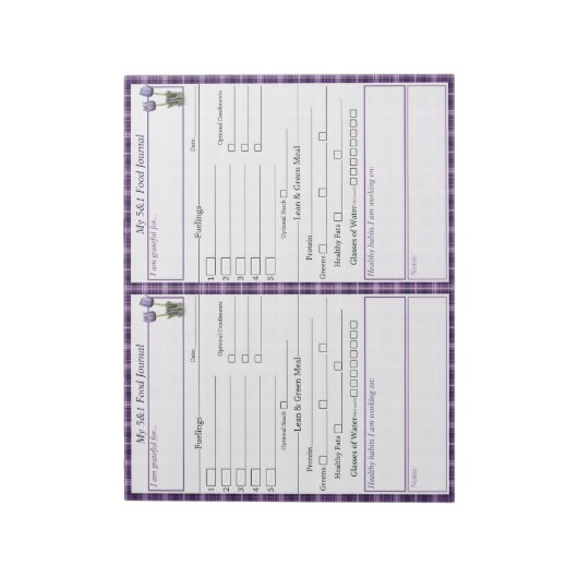 Lila Crocus 5 - 1 Food Journal Pages Notepad Notizblock (Rotiert)