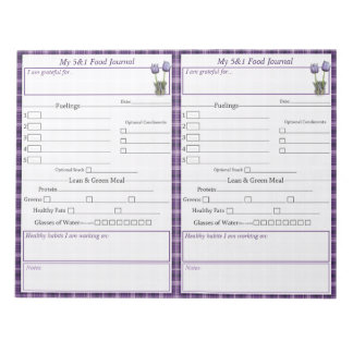 Lila Crocus 5 - 1 Food Journal Pages Notepad Notizblock