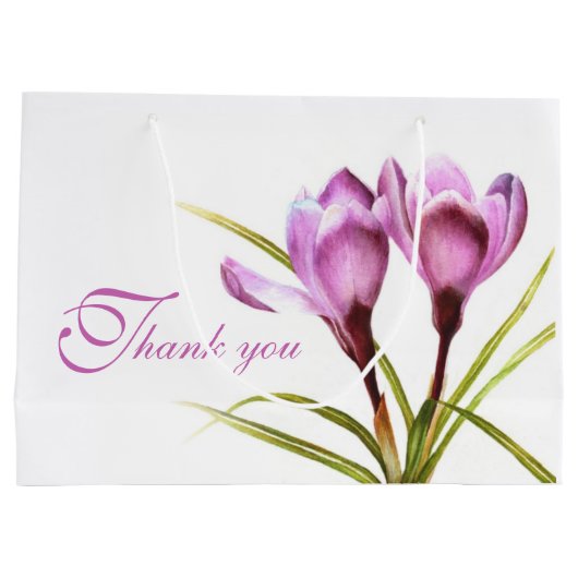 Lila Crocus Aquarellkunst Dank Geschenktasche Große Geschenktüte (Rückseite)