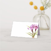 Lila Crocus Aquarellkunst Platzkarten (Vorderseite)