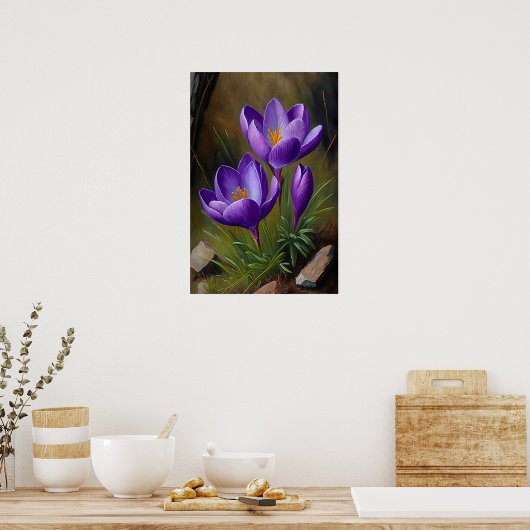 Lila Crocus Blume Art Print Poster (Küche)