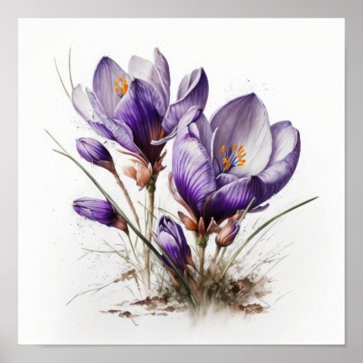 Lila Crocus Blume Art Print Poster (Vorne)