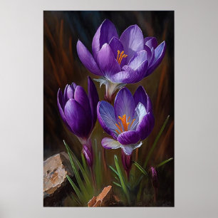 Lila Crocus Blume Art Print Poster