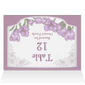Lila Crocus Blume Hochzeit Tischnummer (Innenansicht Horizontal (Oben))