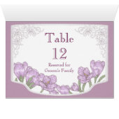 Lila Crocus Blume Hochzeit Tischnummer (Innenansicht Horizontal (Unten))