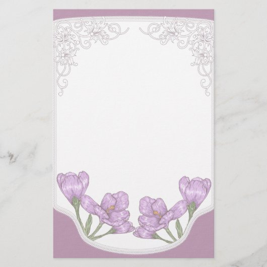 Lila Crocus-Blume im Springtime Briefpapier (Vorderseite)