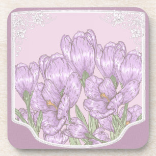 Lila Crocus-Blume im Springtime Getränkeuntersetzer