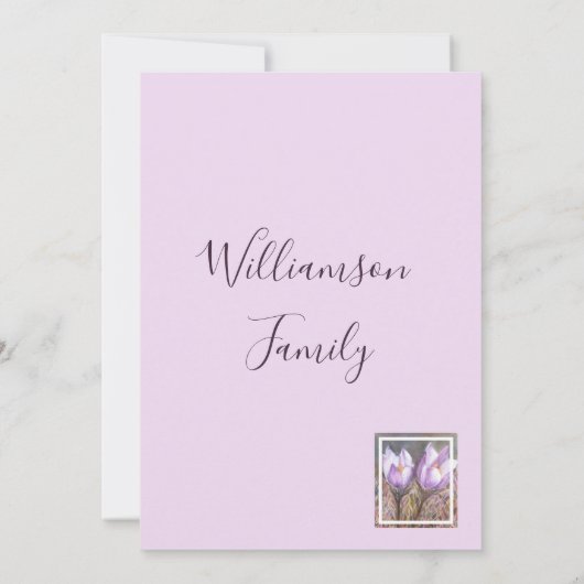 Lila Crocus-Blume in Wasserfarbe Dankeskarte (Rückseite)