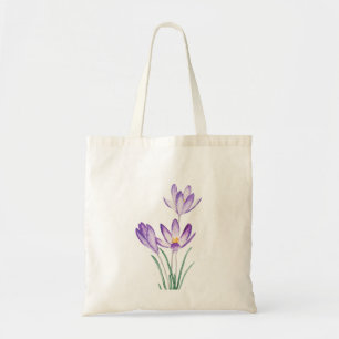 lila Crocus Blume Wasserfarbe Tragetasche