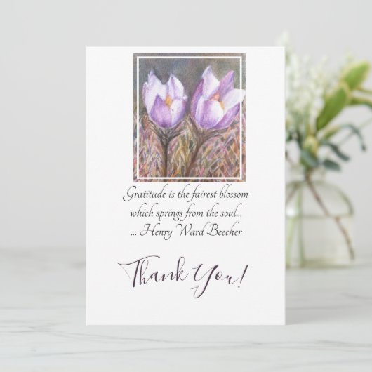 Lila Crocus Dankeskarte (Stehend Vorderseite)