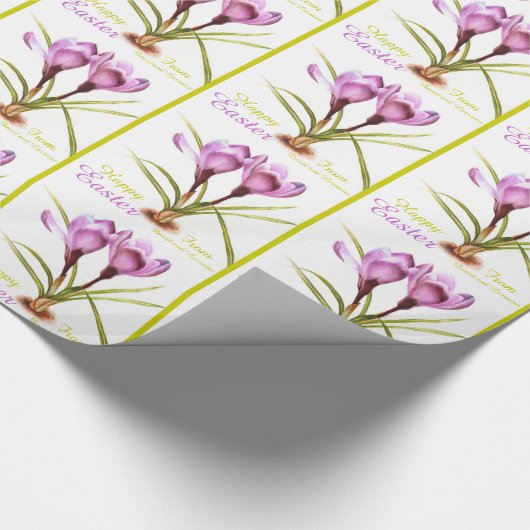 Lila Crocus Fine Art Happy Osterpackung Geschenkpapier (Ecke)
