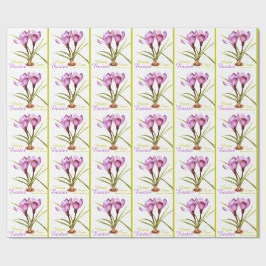 Lila Crocus Fine Art Happy Osterpackung Geschenkpapier (Flach)