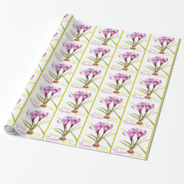 Lila Crocus Fine Art Happy Osterpackung Geschenkpapier
