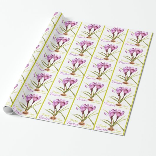 Lila Crocus Fine Art Happy Osterpackung Geschenkpapier (Ungerollt)