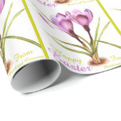 Lila Crocus Fine Art Happy Osterpackung Geschenkpapier (Rolleneckpunkt)