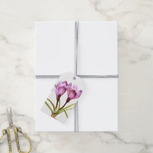 Lila Crocus Spring Blume Aquarellprägung Geschenkanhänger
