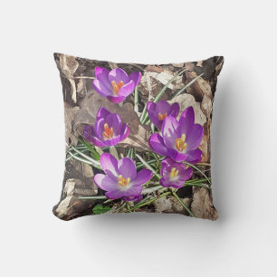 Lila Crocus-Wirbel-Kissen Kissen