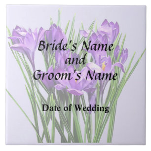 Lila Crocuses Hochzeitsprodukte Fliese