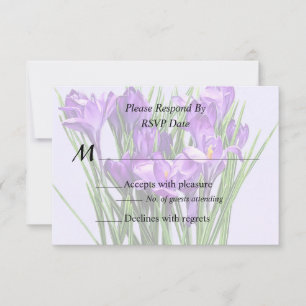 Lila Crocuses Hochzeitsprodukte RSVP Karte