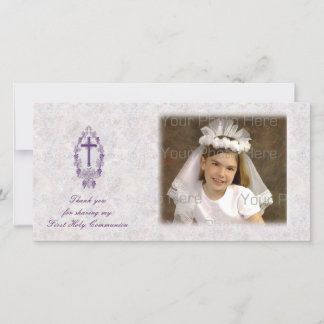 Lila Cross Religious Danke Foto Card