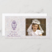 Lila Cross Religious Danke Foto Card (Vorne/Hinten)