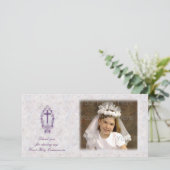 Lila Cross Religious Danke Foto Card (Stehend Vorderseite)