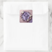 Lila Cross-Sticker-Design Quadratischer Aufkleber (Tasche)