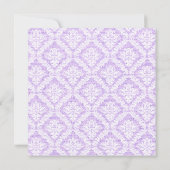 Lila Cross-White Damask Burlap Erste Kommune Einladung (Rückseite)