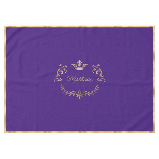 Lila Crown Wappen Personalisiert Tablette Tischdecke (Vorderseite (Horizontal))