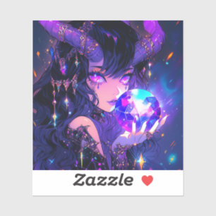 Lila Crystal Ball Demon Anime Girl Aufkleber