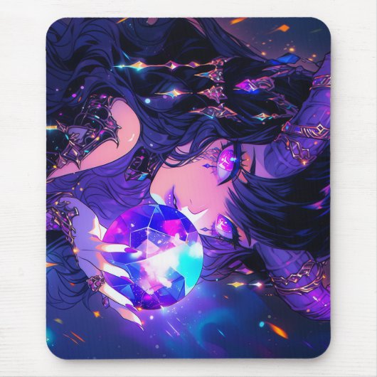Lila Crystal Ball Demon Anime Girl Mousepad