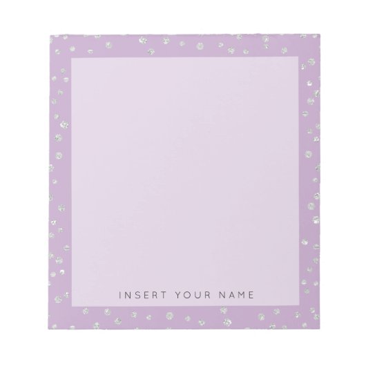 Lila Crystal Confetti Notepad 5.5" x 6" Notizblock (Vorderseite)