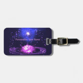 Lila Crystal Lotus Blume Stars Lugga Gepäckanhänger (Vorderseite horizontal)