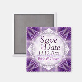 Lila Crystal Save the Date Magnet (Vorderseite/Rückseite)