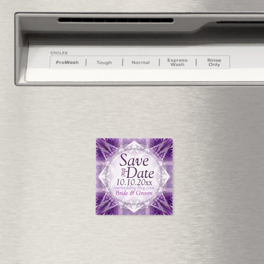 Lila Crystal Save the Date Magnet (In Situ (Geschirrspüler))