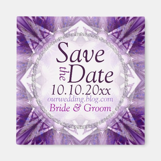 Lila Crystal Save the Date Magnet (Vorne)