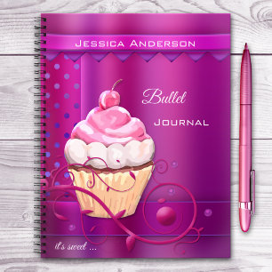 Lila Cupcake Bullet Journal oder Rezept-Notebook Notizblock