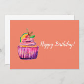 Lila Cupcake Deluxe Geburtstagskarte Dankeskarte (Vorne/Hinten)