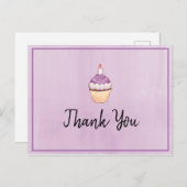 Lila Cupcake Geburtstag Vielen Dank Postkarte (Vorne/Hinten)