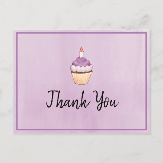 Lila Cupcake Geburtstag Vielen Dank Postkarte (Vorderseite)