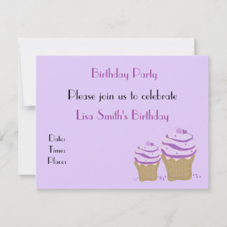 Lila Cupcake Geburtstagsparty Einladung