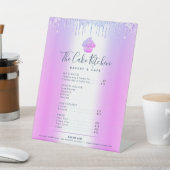Lila Cupcake Glitzer Tropfen Bäckerei Menü Preisli Sockelschild (In SItu)