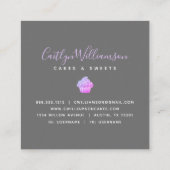 Lila Cupcake Glitzer Tropfen Konditorei Koch Bäcke Quadratische Visitenkarte (Rückseite)