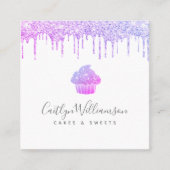 Lila Cupcake Glitzer Tropfen Konditorei Koch Bäcke Quadratische Visitenkarte (Vorderseite)